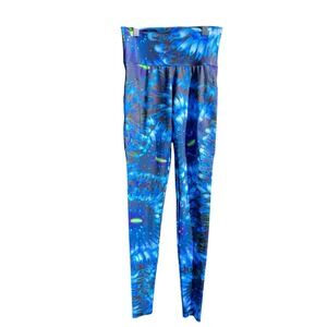 Womens Blue Waterlust Cosmic Coral Leggings Size S Inseam 33" UPF 50+ Pockets